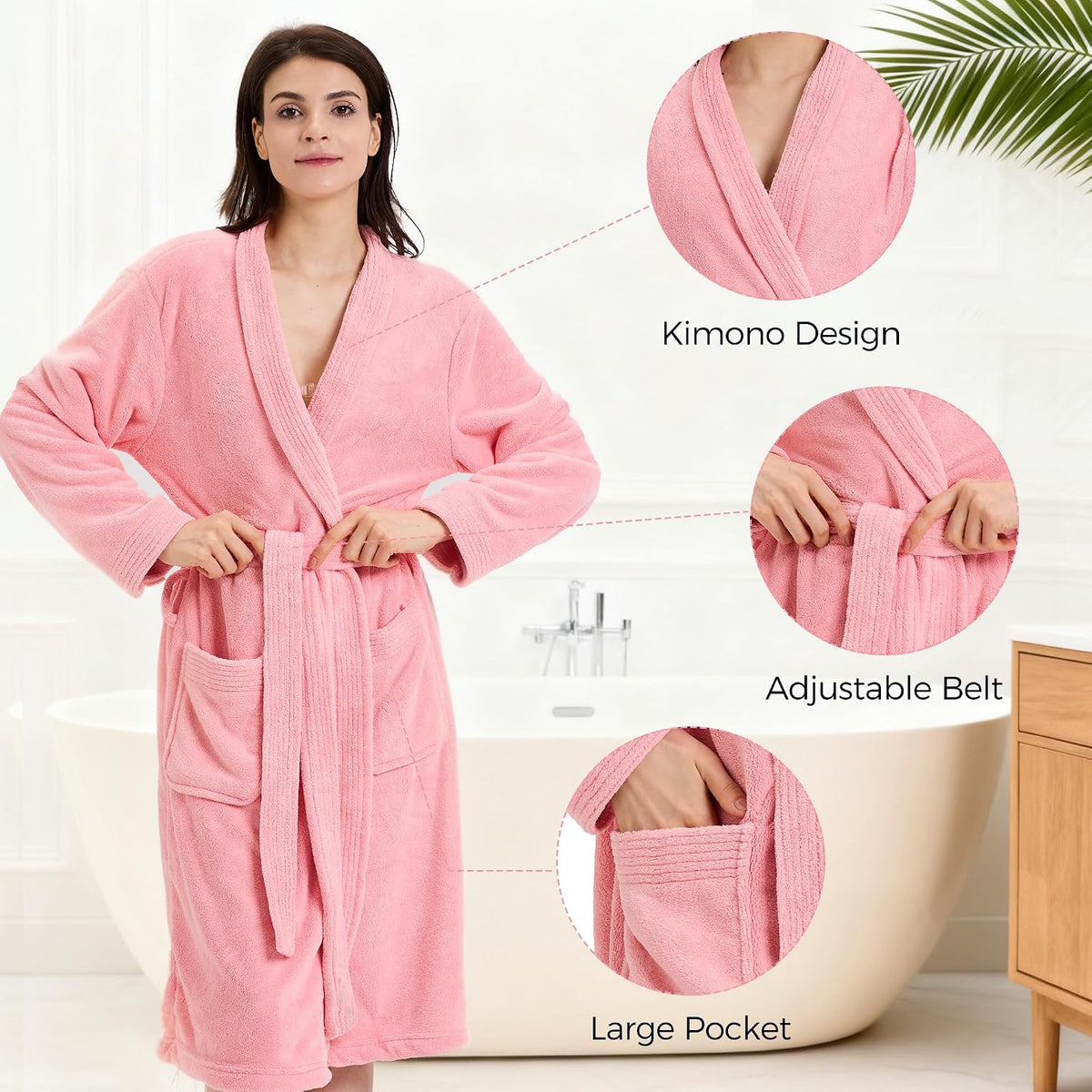 PJGGZ Towel Robe for Women – Soft Absorbent Kimono Bathrobe, Quick-Dry Spa Shower & Hotel Use