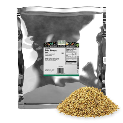 Frontier Co-op Dried Elder Flowers, 1lb Bulk Bag | European Whole Dried Elderflower for Culinary & Herbal Use | Ideal for Elderflower Tea, Kosher