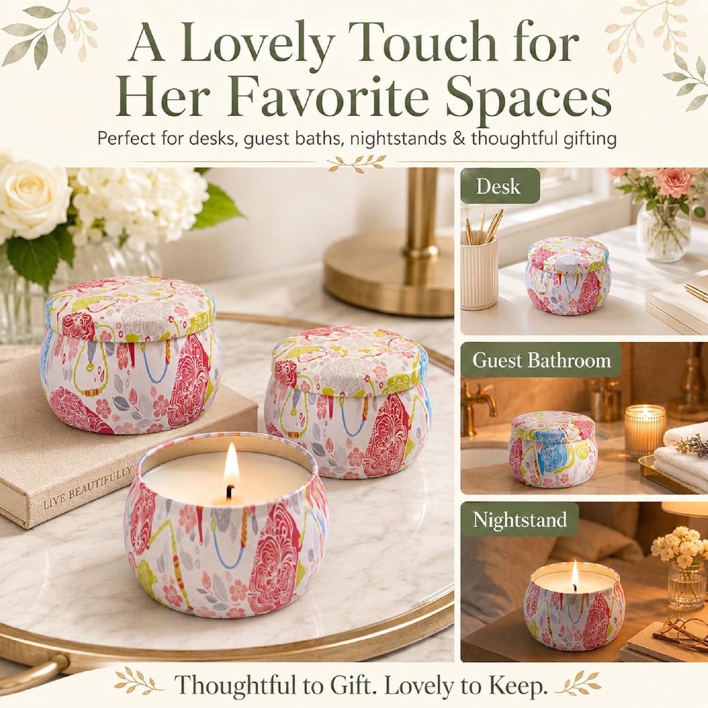 Candles, Scented Candles Gift Set for Women, 8 Pack Fruity Floral Soy Wax Aromatherapy Candles, Travel Tin Candles in Artist Gift Box, Birthday Gifts for Mom, Wife, Sister, Friend, Housewarming