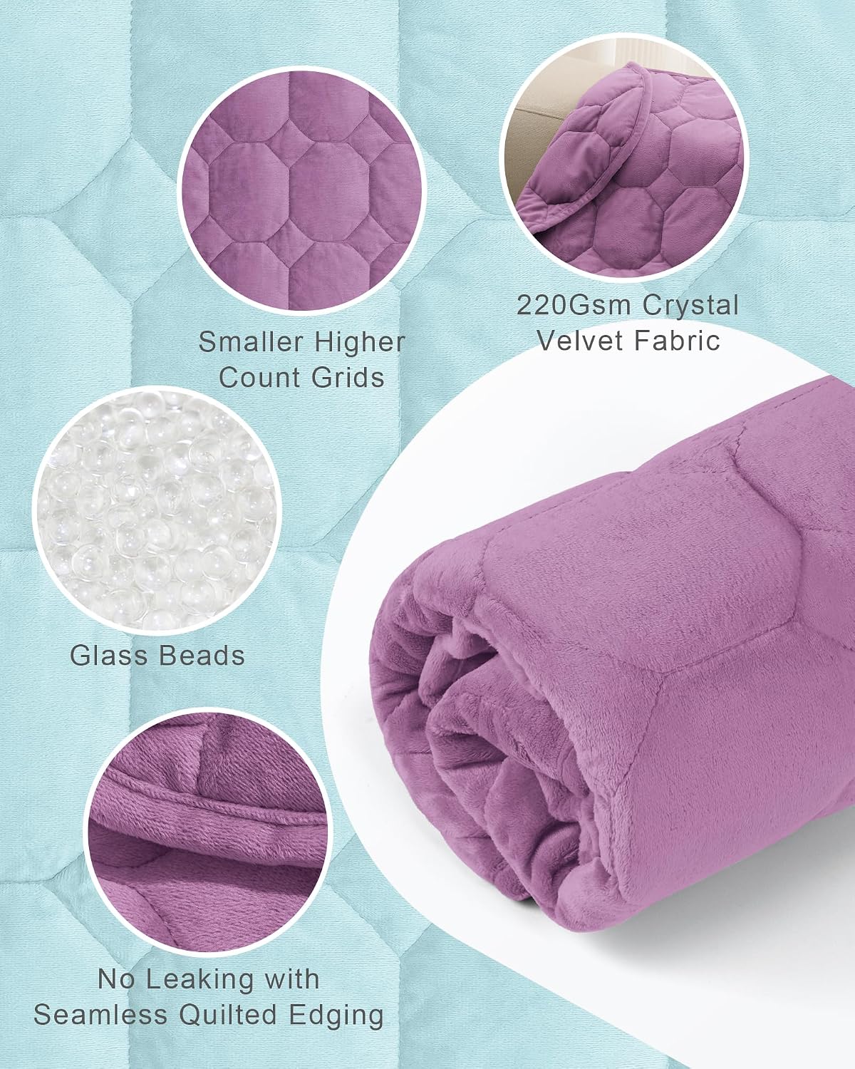 Cottonblue Weighted Lap Blanket 7lbs, Cozy Luxury Crystal Velvet Weighted Blanket for Adults, Small Weighted Blanket for Relaxation, Sleeping, Travel, Grey, 29" x 24"