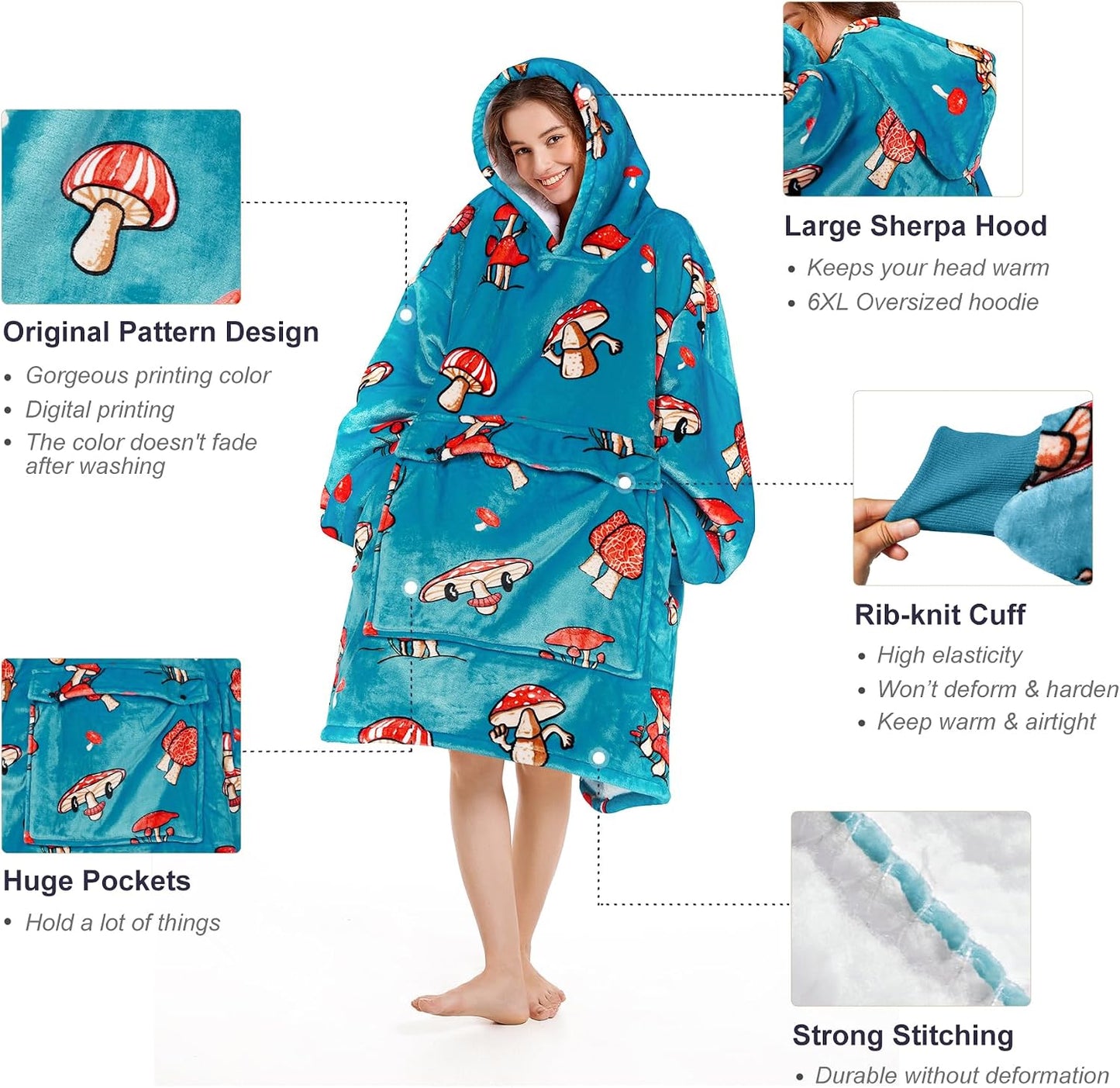 Narecte Cozy Oversized Blanket Hoodie Wearable Blanket Adults Soft Hooded Blanket Hoodie Birthday Gifts for Women Christmas - Colors B