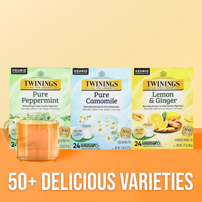 Twinings Pure Camomile Herbal Tea K-Cup Pods for Keurig, 24 Count (Pack of 1), Made with Pure Camomile Blossoms, Naturally Caffeine-Free, Enjoy Hot or Iced