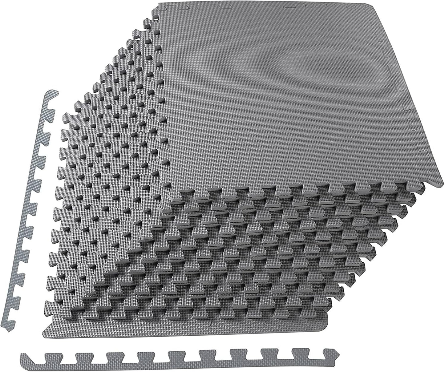 BalanceFrom Puzzle Exercise Mat 1/2" Thick, EVA Interlocking Foam Floor | Tiles for Home Gym, Mat for Home Workout Equipment, Floor Padding for Kids, Black, 24 in x 24 in x 1/2 in, 144 Sq Ft-36 Tiles