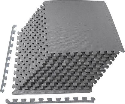 BalanceFrom Puzzle Exercise Mat 1/2" Thick, EVA Interlocking Foam Floor | Tiles for Home Gym, Mat for Home Workout Equipment, Floor Padding for Kids, Black, 24 in x 24 in x 1/2 in, 144 Sq Ft-36 Tiles