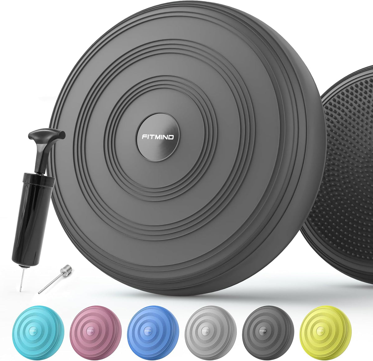 Inflated Wobble Cushion,Circular Non-slip Texture for Comfortable Sitting,Extra Thick Dyna Disc with Pump for Core Strength,Wiggle Seat to Improve Posture,Fitness,660lb Load Capacity