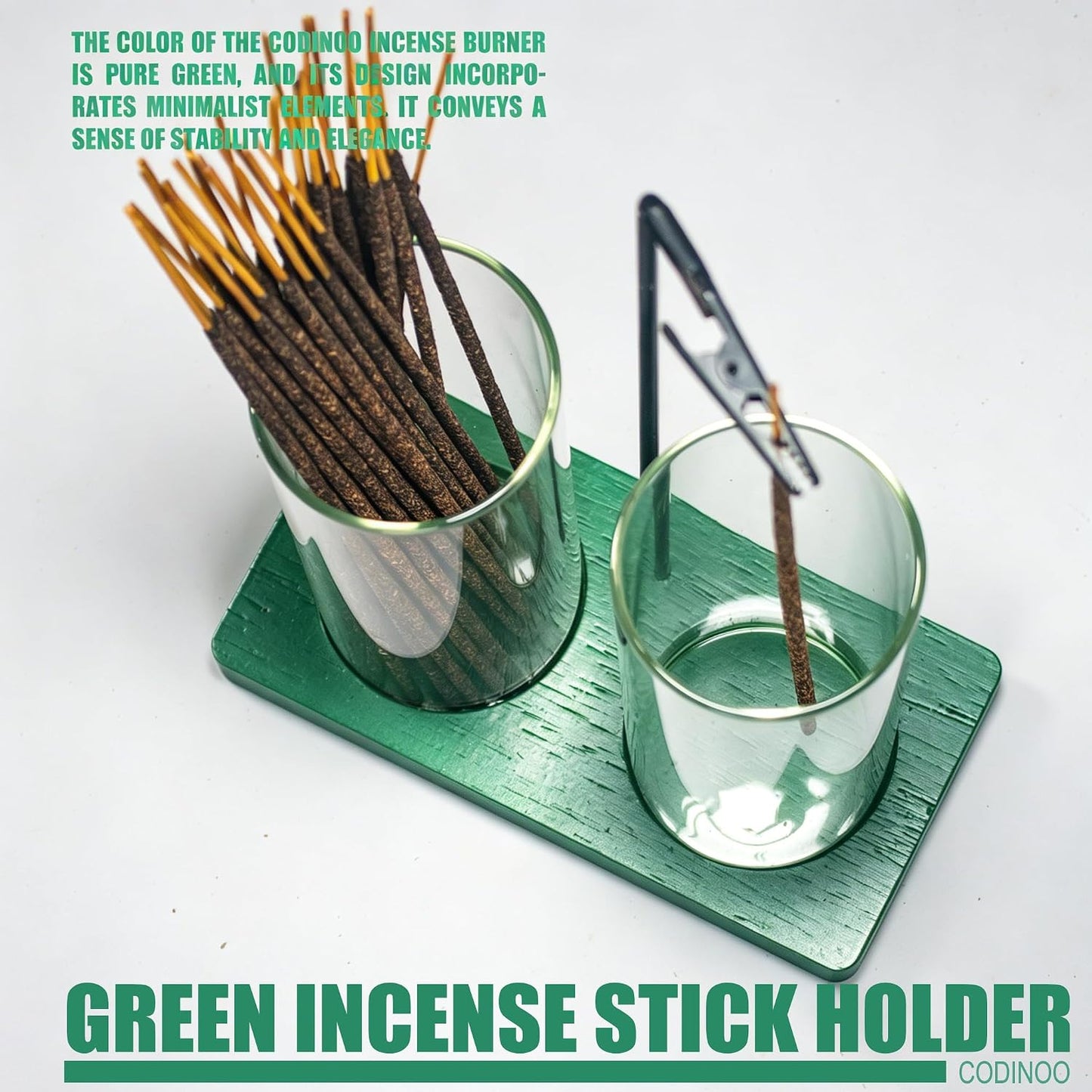 2 in 1 Incense Burner Holder for Sticks,Glass Incense Holder with Storage,Upside Down Incense Holder for Sticks with Glass Ash Catcher for Meditation Yoga Spa Room Home Decor[Full Black]
