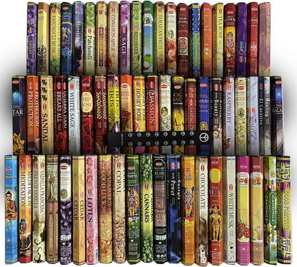 Hem Incense Sticks Variety Pack #23-120 Insence-Sticks (6 Incents x 20 Insense) + Incense Stick Holder with 6 Most Liked Scents Including Patchouli Dragons Blood White Sage Frankincense-Myrrh
