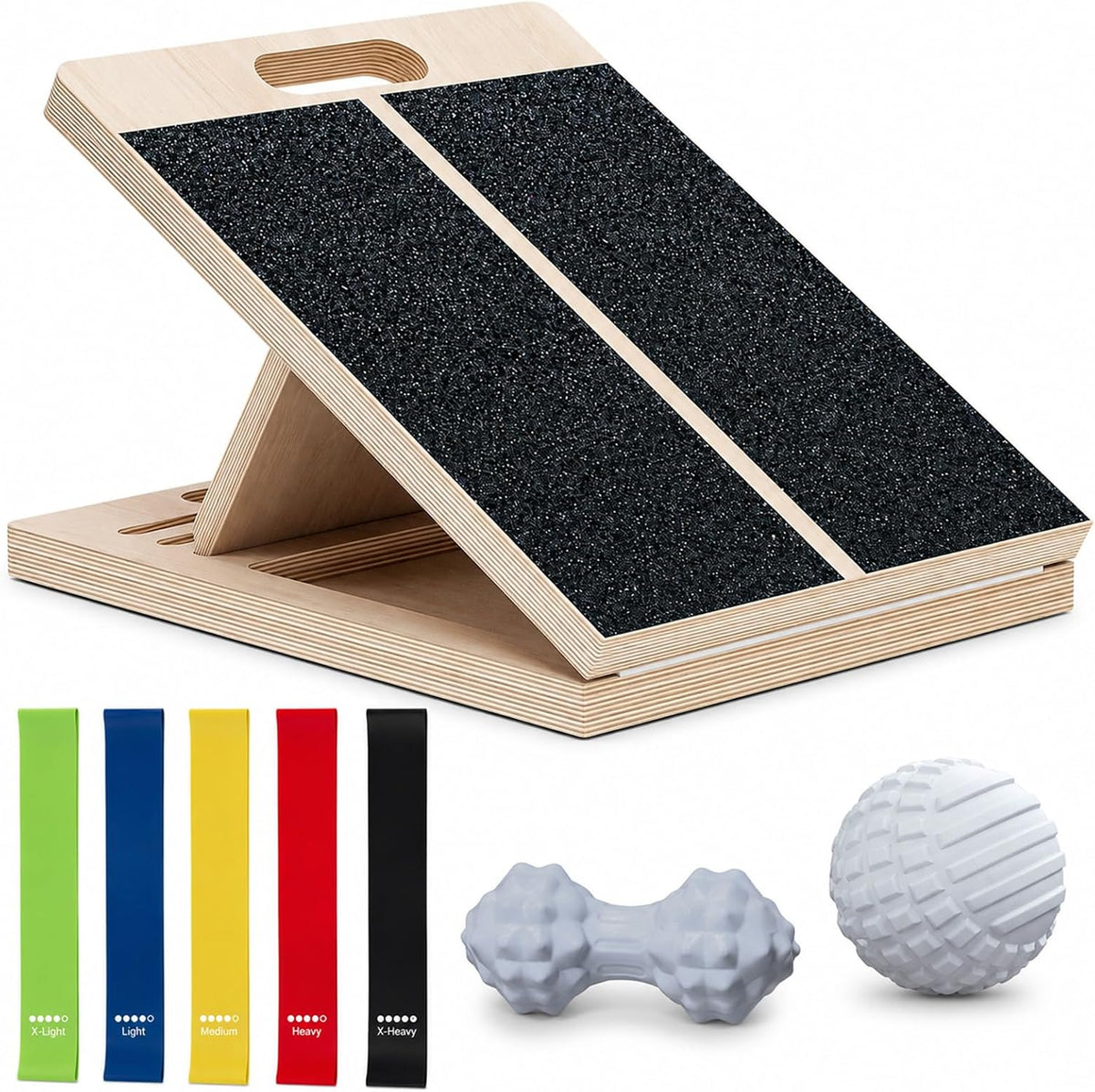 Slant Board for Calf-Stretching - Adjustable Wooden Incline Wedge for Squats and Balance, Portable Calf Stretcher for Ankle, Knee and Achilles Heel Support, Exercise Equipment for Therapy