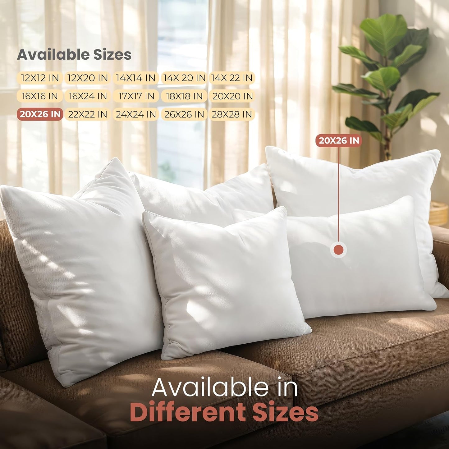 Utopia Bedding 12x20 Pillow Inserts, Set of 2, White – Indoor Decorative Throw Pillows for Bed, Sofa & Couch – Soft, Supportive & Fluffy Cushion Inserts