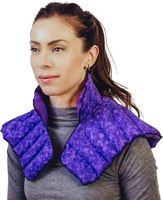 Weighted Microwavable Neck and Shoulder Wrap – Moist Heat Pack for Stiffness, Arthritis, Bursitis, Pain Relief & Relaxation – Natural Home Remedy