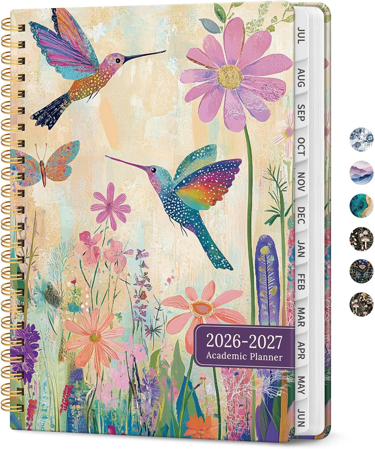 Planner 2026-2027, Academic Monthly and Weekly Calendar Planner for Women, July 2026 - June 2027, Hardcover Pretty Agenda Planner Book with Tabs, Spiral Daily Organizer for School Office Home Supplies, 6.3" x 8.5" - Blue Floral