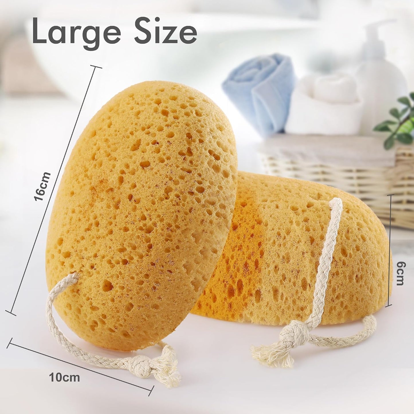Bath Sponge, 2Pcs Large Shower Sponges for Women Men | Soft Sponge for Bathing, Exfoliating Wash Sponge Body Puff with Dense Foam for Gentle & Deep Cleanse for Sensitive Dry Skin