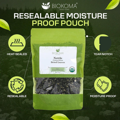 Biokoma Organic Nettle Leaf 1.76oz Urtica Dioica Tea Herb Seasonal Support