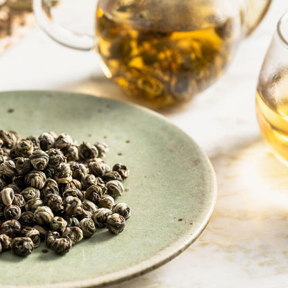 Rishi Tea Jasmine Pearls Green Loose Leaf Tea, Caffeinated, 4oz