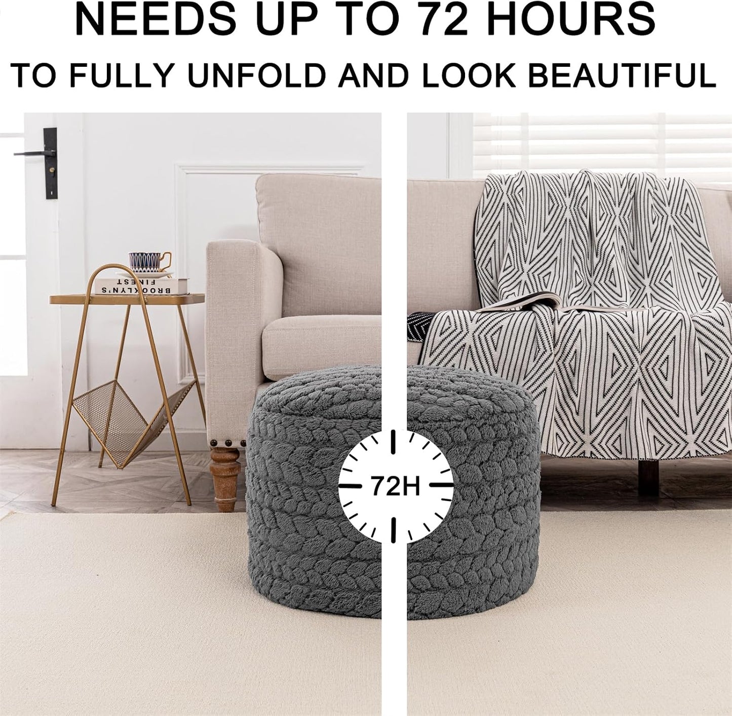 Round Pouf Ottoman 20 x 20 x 14 Inches Boho Poof Home Decor Floor Pouffe Ottoman Foot Rest for Couch Sofa Bean Bag Chairs Living Room Bedroom (Green)