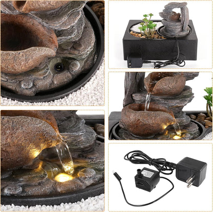 WICHEMI Tabletop Water Fountain Buddha Fountain Indoor with LED Light
