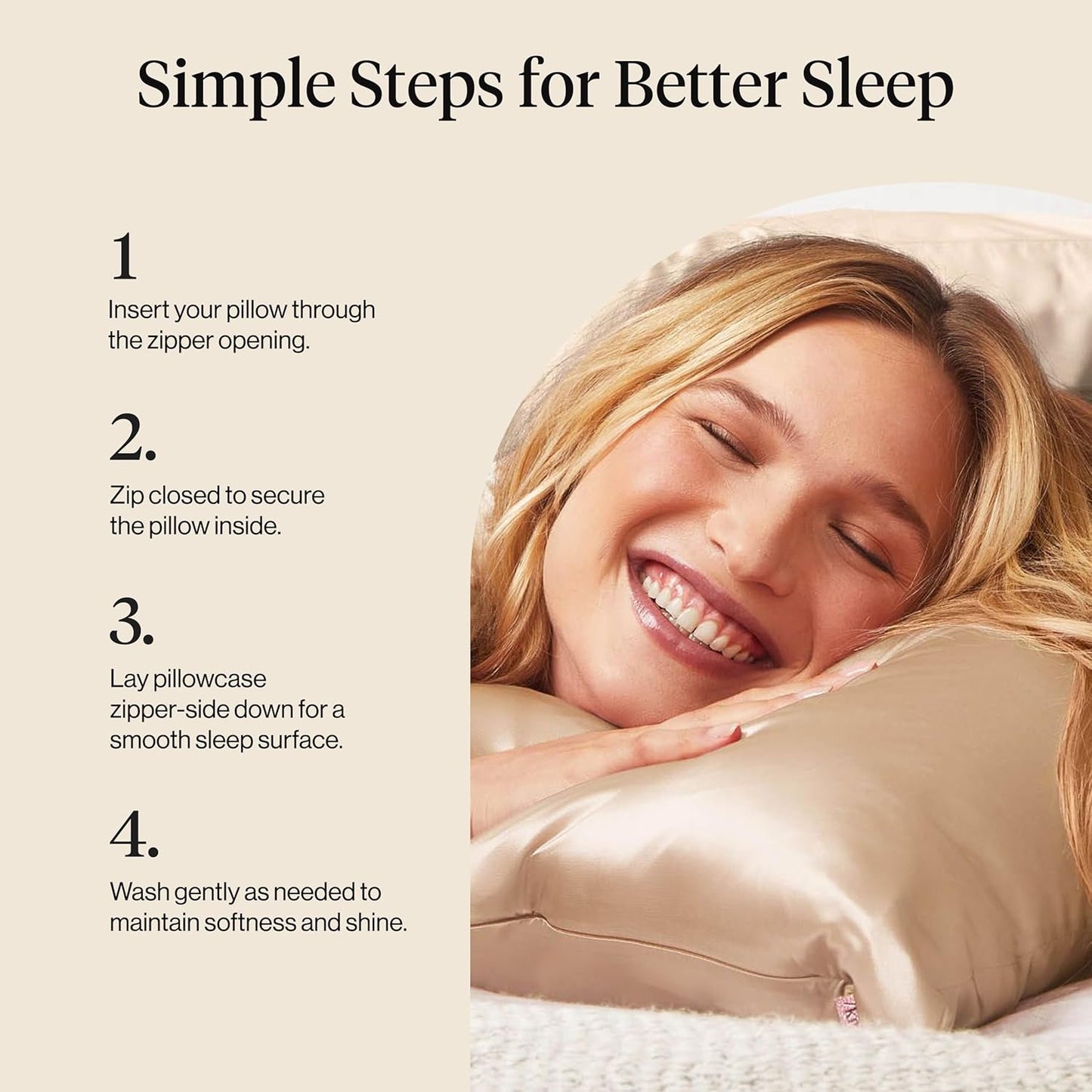 Kitsch Satin Pillowcase with Zipper for Hair & Skin - Softer Than Silk Pillow Cases, Smooth Cooling Satin Pillow Case, Wrinkle-Free, Machine Washable - Pillow Cases Standard Size (19x26) - Blush