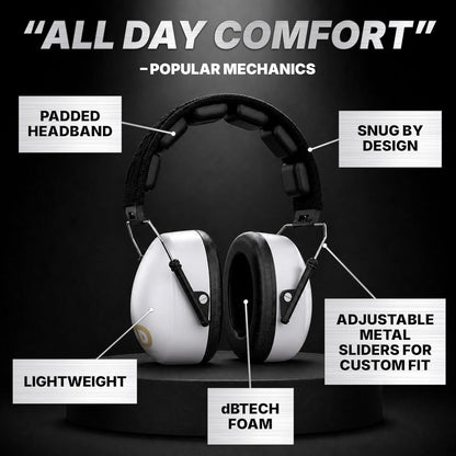 DECIBEL DEFENSE Professional Safety Ear Muffs 37dB NRR - The HIGHEST Rated & MOST COMFORTABLE Ear Protection for Shooting & Industrial Use - THE BEST HEARING PROTECTION...GUARANTEED (BLACK)
