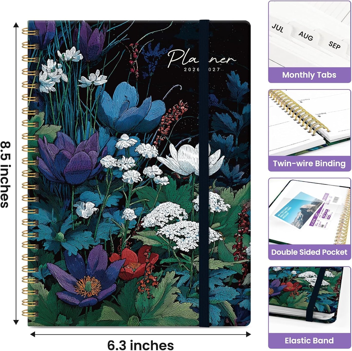 Planner 2026-2027, Jul 2026-Jun 2027 Academic Monthly & Weekly Planner - Colors B