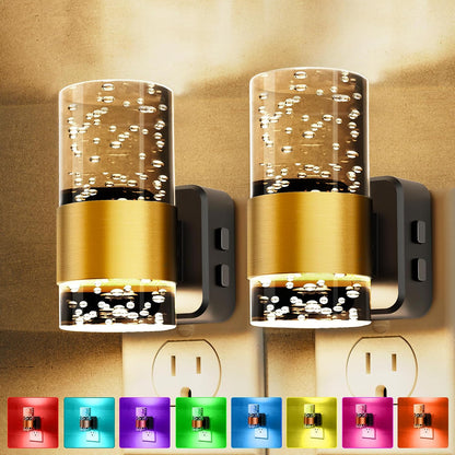 L LOHAS LED Night Lights Plug into wall, Amber Night Light with Adjustable Brightness, Plug in NightLight with Auto Light Sensor, Wall Sconce-Style Design Night Light for Bathroom,Hallway, 2 Pack