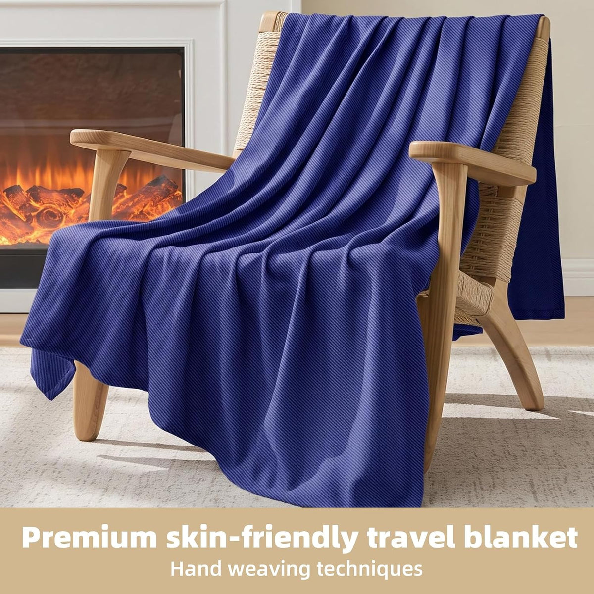 Travel Blanket Airplane - Ultra Soft & Lightweight Knit Design