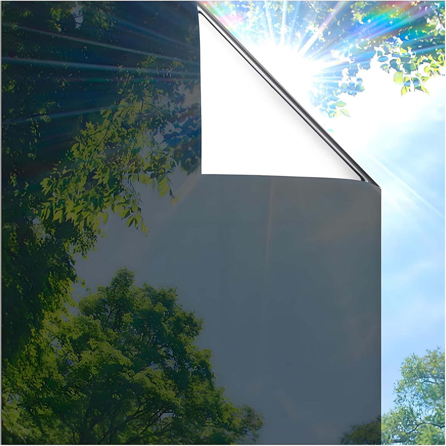 Coavas One Way Privacy Window Film, Heat Control Window Tint for Home, Sun Blocking Reflective Window Film See Out Not in, Anti UV Static Cling for Windows Office Door (Black, 17.5 Inch X 6.5 Feet)
