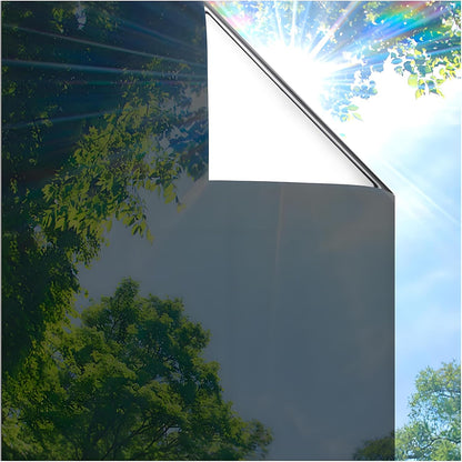 Coavas One Way Privacy Window Film, Heat Control Window Tint for Home, Sun Blocking Reflective Window Film See Out Not in, Anti UV Static Cling for Windows Office Door (Black, 17.5 Inch X 6.5 Feet)