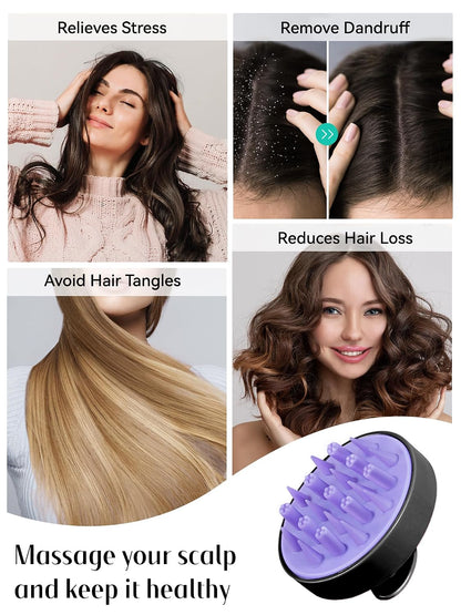 HEETA Hair Scalp Massager for Hair Growth, Shampoo Brush, Scalp Scrubber Exfoliator with Soft Silicone Bristles for Dandruff Removal to Relieve Stress, Wet Dry Use Updated Material, Beige