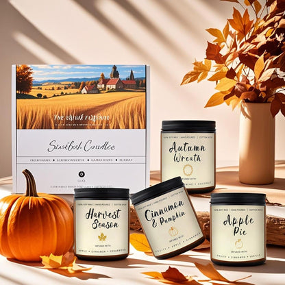 Soy Candles Set of 4, 9oz Natural Soy Wax Aromatherapy Candles, Home Scented Candles with 4 Scents (Lavender, Amber Sandalwood, White Sage, Coconut Vanilla), Gifts for Mom, Women, Relaxation, Yoga