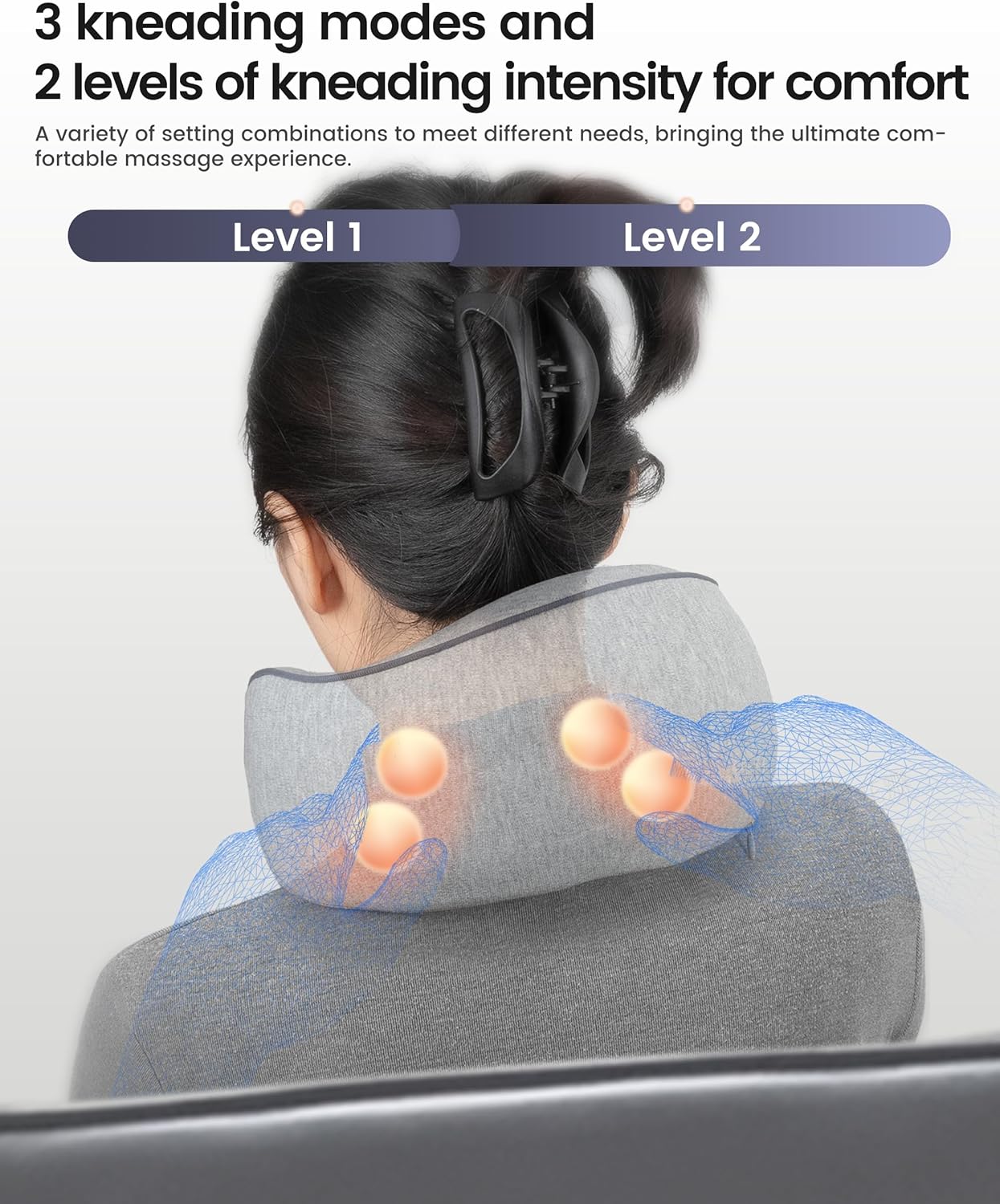 CILI Cordless Neck Massager Pillow with Heat, Shiatsu Neck Massager for Pain Relief Deep Tissue,Heated Massage Pillow for Travel,3 Adjustable Intensity, Gifts for Women Men
