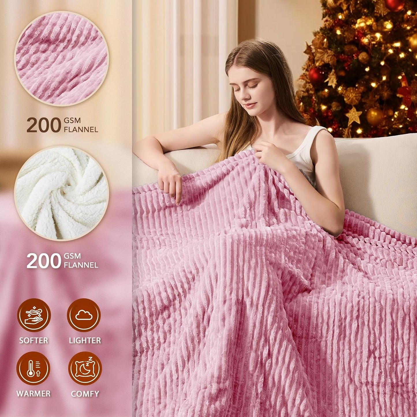 Homemate Heated Blanket Electric Throw - 50"x60" Heating Blanket Throw 1/2/4/6/8 Hours Auto-Off 10 Heat Levels Over-Heat Protection Soft Flannel Sherpa Heater ETL Certification