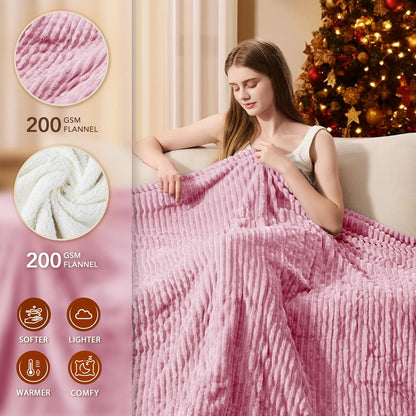 Homemate Heated Blanket Electric Throw - 50"x60" Heating Blanket Throw 1/2/4/6/8 Hours Auto-Off 10 Heat Levels Over-Heat Protection Soft Flannel Sherpa Heater ETL Certification