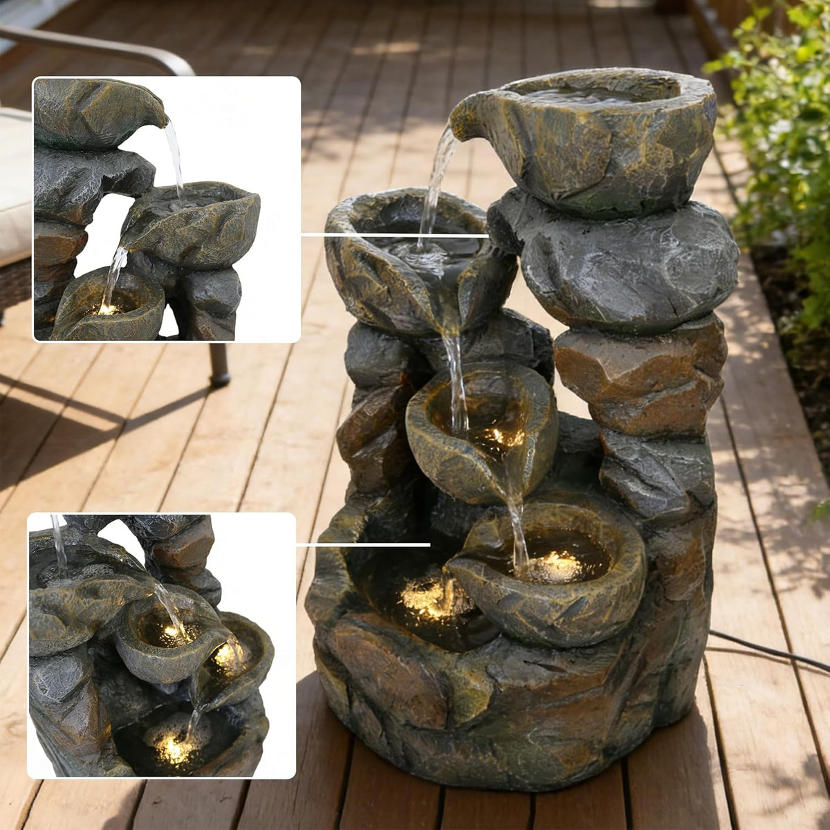 4-Tiered Outdoor Tabletop Water Fountain 17.9”