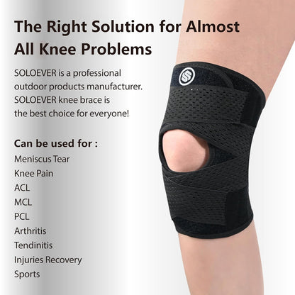 Knee Brace with Side Stabilizers for Knee Pain, Adjustable Knee Support for Meniscus Tear ACL MCL Arthritis Injury Recovery, Breathable Knee Wrap for Men & Women, Workout, Sports (Black, X-Large)