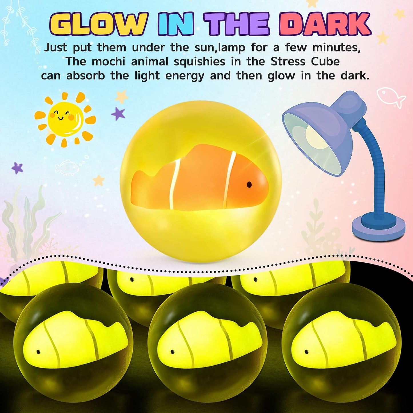 Stress Balls for Kids Adults - Squishy Fidget Toys Sensory Toys for Kids with Autism Glow in The Dark Squeeze Balls for Hand Therapy Squish Ball for Anxiety Stress Relief Easter Basket Stuffers