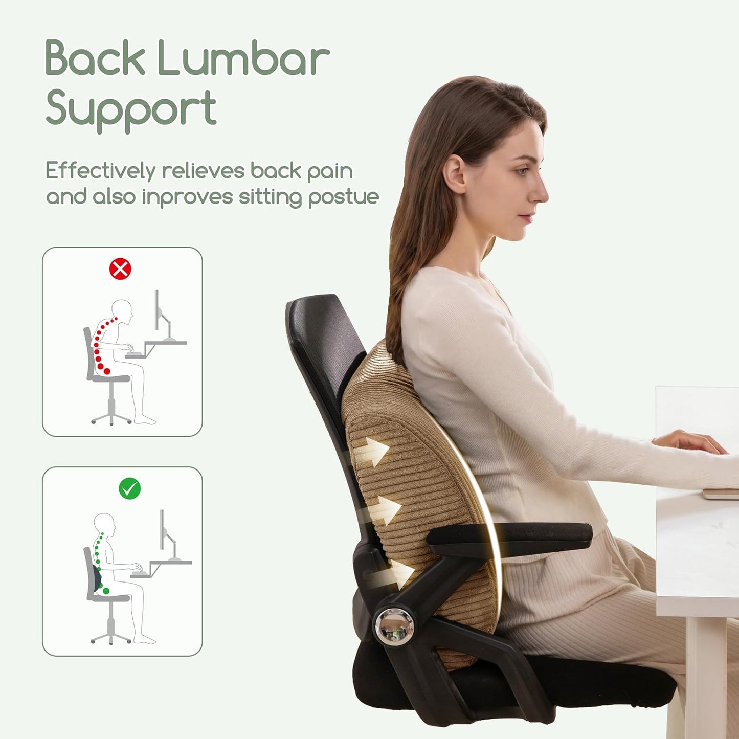 HIGOGOGO Lumbar Support Pillow for Recliner Chair/Accent Chair/Couch, Memory Foam Back Support Cushion for Elderly, Recliner Cushions for Back Rest, Pain Relief, Reading, Washable Cover, Dark Grey
