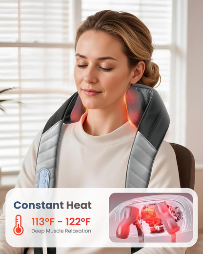 COMFIER Cordless Neck and Shoulder Massager with Heat, Wearable 4D Shiatsu Deep Tissue Kneading for Desk Workers and Drivers, Hands-Free Straps, FSA Eligible HSA Gift