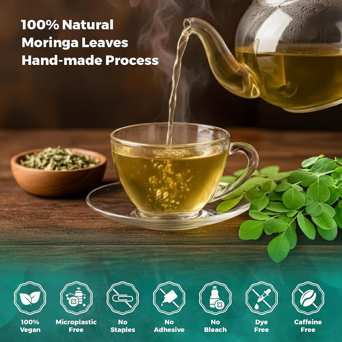Lavitali, Moringa Leaves Tea | 120 tea bags, 100% Pure Herbal Tea | Caffeine-Free, Eco-Friendly Filter Bags | Daily Natural Botanical, Hot or Iced Herbal Infusion