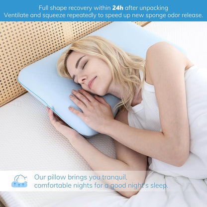 EGOHOME Cooling Gel Memory Foam Pillow - Reversible Cooling Cover, Neck Support for Side, Back and Stomach Sleepers, Removable & Machine Washable, All-Season Comfort, Standard Size, Purple