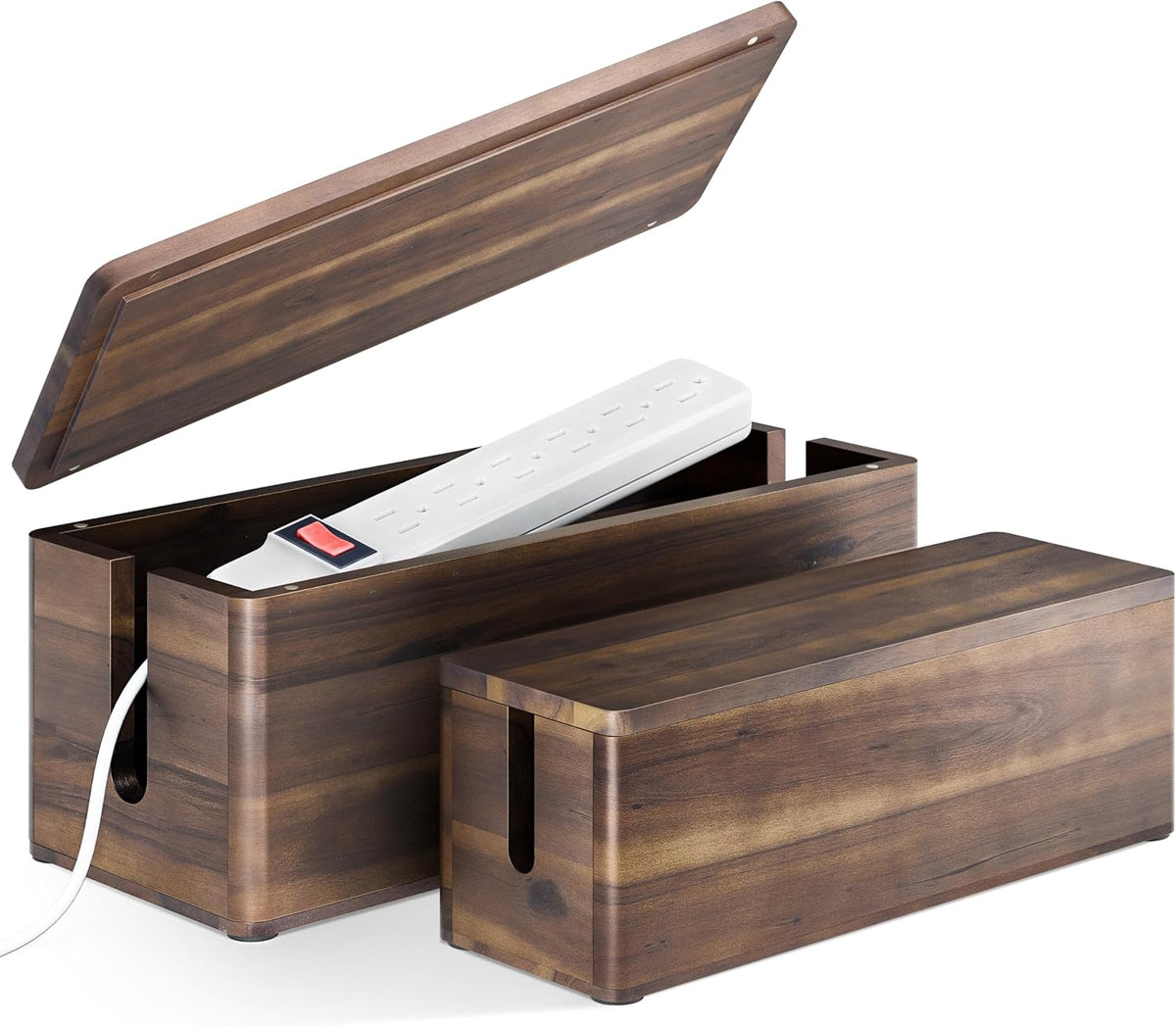 TIDITA 16" L Wooden Large Cable Management Box Round Edge (Walnut Color)
