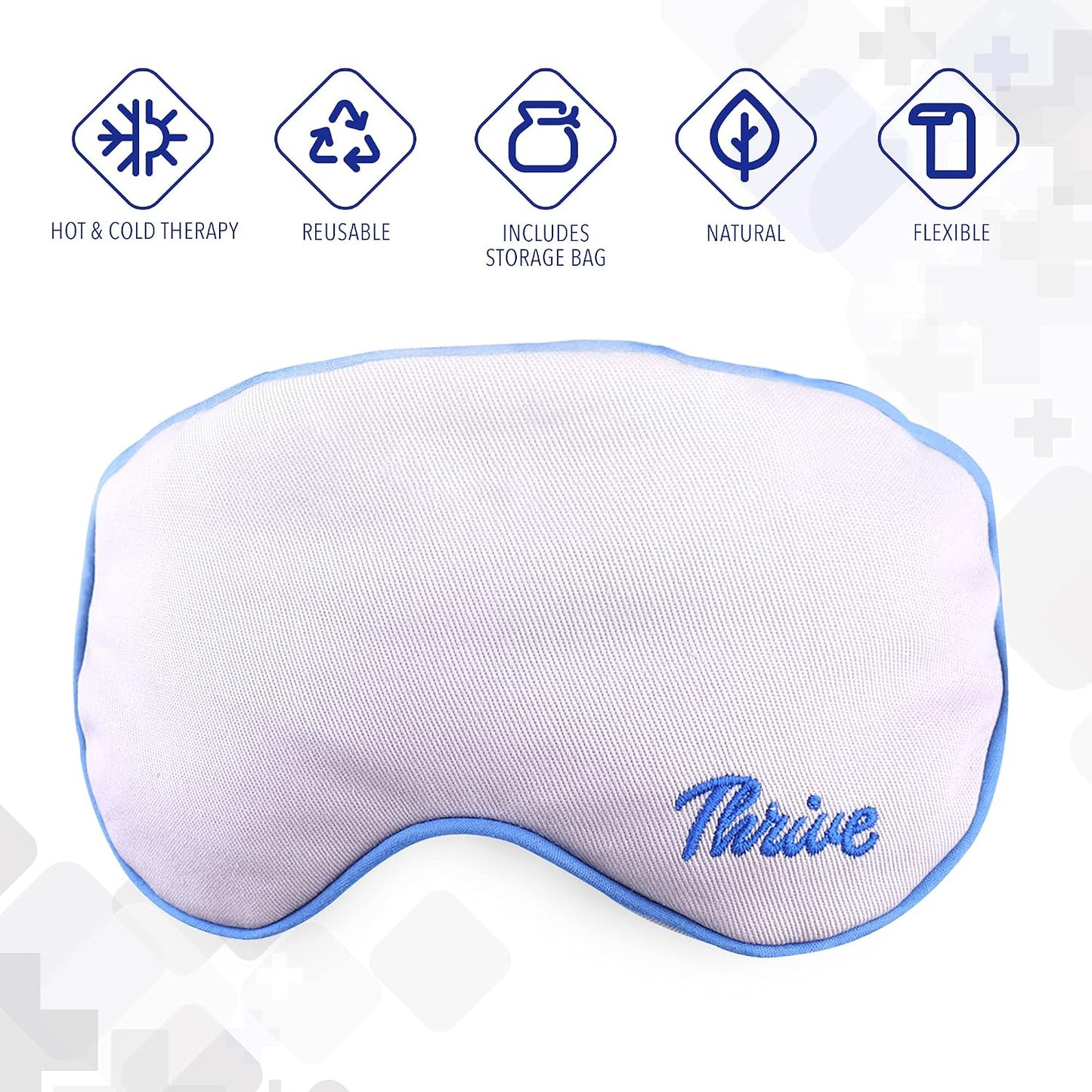Thrive Clay Bead Eye Mask - Heated Eye Mask for Dryness Relief - Cold Compress for Puffiness - Stye Compress - Gray - with Washable Cotton Cover - Pack of 1