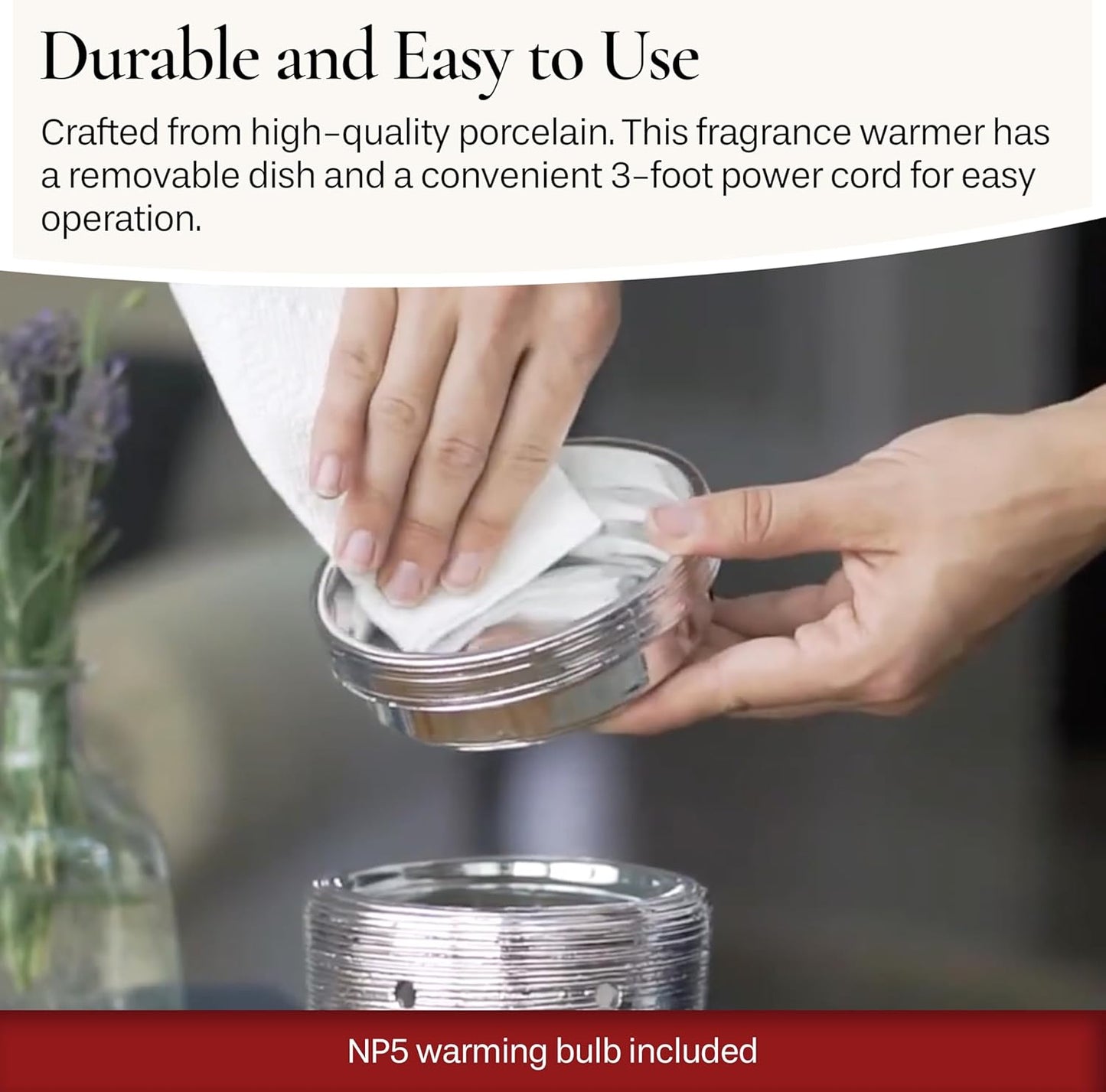 Candle Warmers ETC. Illumination Fragrance Warmer- Light-Up Warmer for Warming Scented Candle Wax Melts and Tarts or to Freshen Room, White Harmony