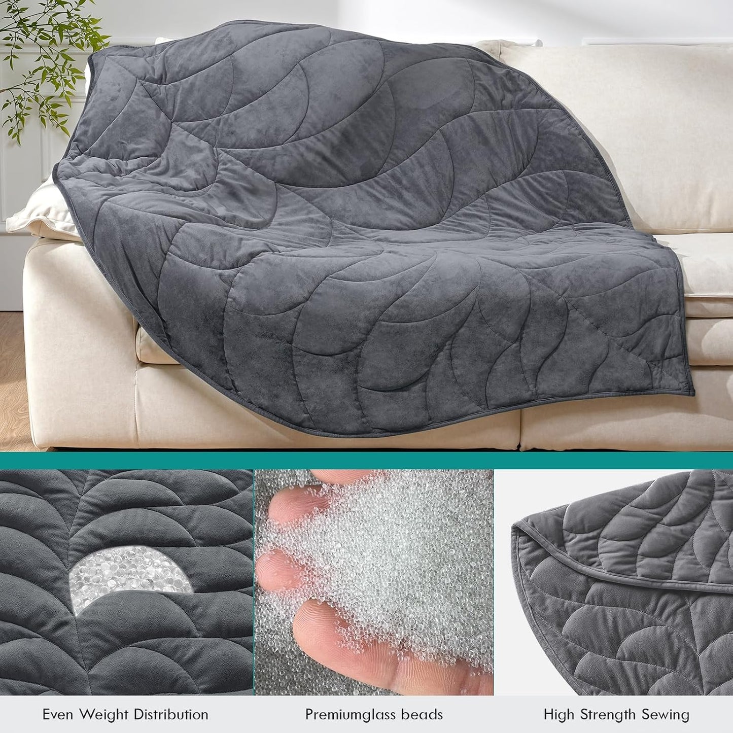 Kaisa Weighted Lap Blanket 7 lbs 41" x 53", Cozy Luxury Crystal Velvet Small Weighted Blanket for Adults, Portable Travel Weighted Blanket for Relaxation, All-Season Blanket, Machine Washable, Green