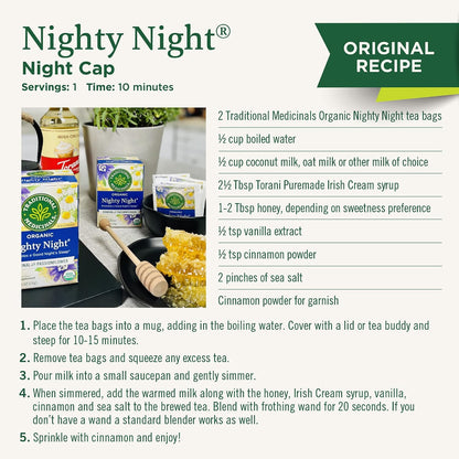 Traditional Medicinals Tea, Organic Nighty Night Extra, Promotes a Good Night's Sleep, 16 Tea Bags (Pack of 2)