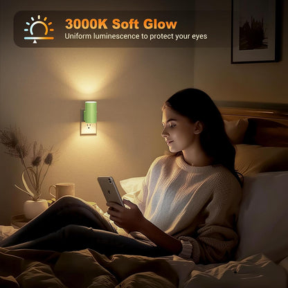 Amber Night Lights Plug into Wall, Dimmable Night Light Plug in, Modern Night Lights Auto On/Off, Amber Night Light 2000K, 0-100LM Adjustable Brightness Nightlight for Hallway Bedroom, 2 Pack