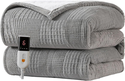 Texciting Heated Blanket Electric Blanket Throw 50''X60''-Heating Throw with 9 Heat Settings-2-10 Hours Auto Off,ETL Certified,Machine Washable (Green)