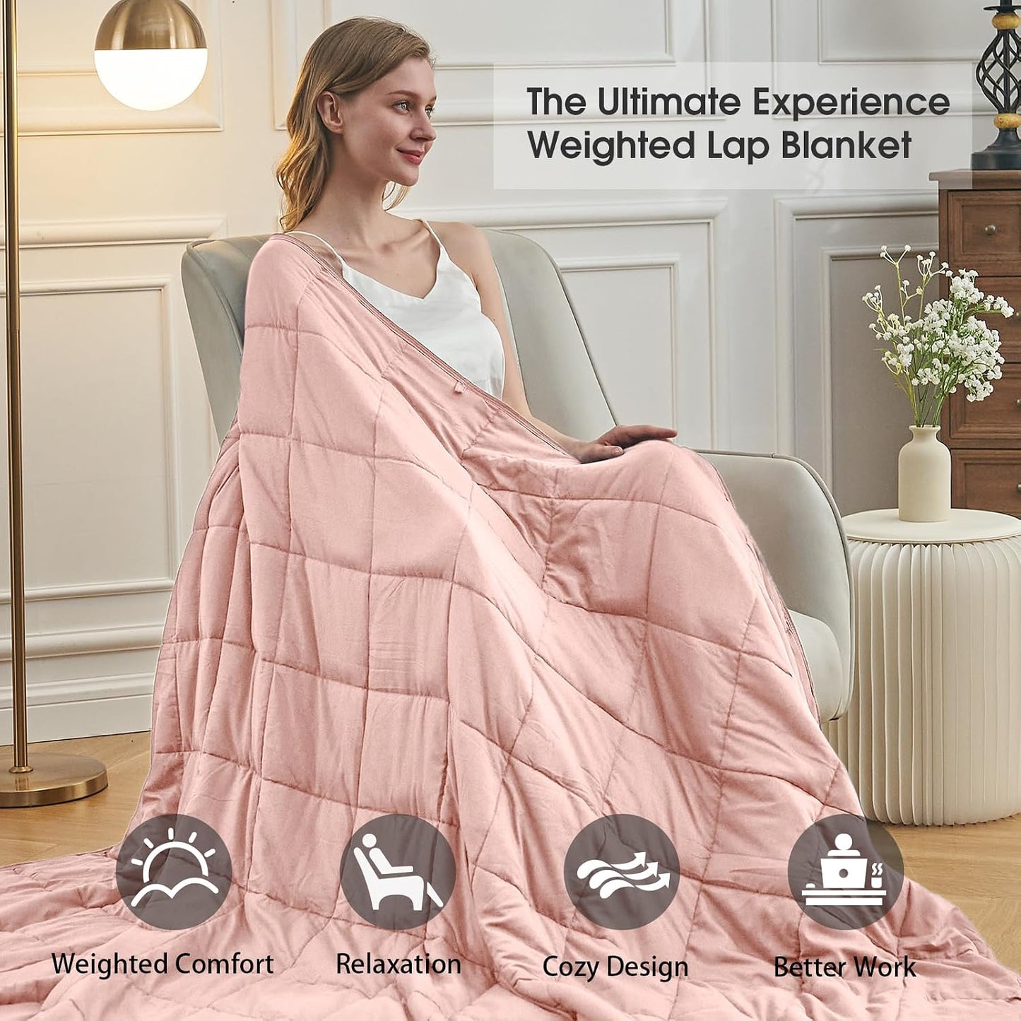 Weighted Lap Blanket for Adults 5lbs, 24"x29" Cooling Heavy Throw Blanket, Portable Travel Weighted Blankets, Soft Small Blankets Gift for Sleeping, Navy Blue