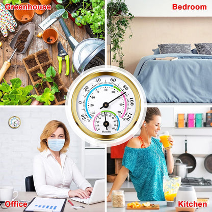Weewooday 3 Pcs Indoor Outdoor Thermometer 2 in 1 Mini Home Temperature Humidity Hygrometer Monitor Gauge for Home Offices Wall(Silver,2.2 Inch)