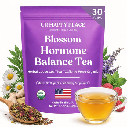 Hormone Balance Tea for Women, Organic Red Raspberry Leaf, Caffeine Free