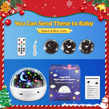 COOLNIGHT Night Light for Kids,93 Lighting+3 Films Kids Night Light Projector,Remote+Dimmable Star Projector,360° Ceiling Stars Glow in The Dark Stars,Christmas Gifts for 4 Year Old Boy Birthday Gift